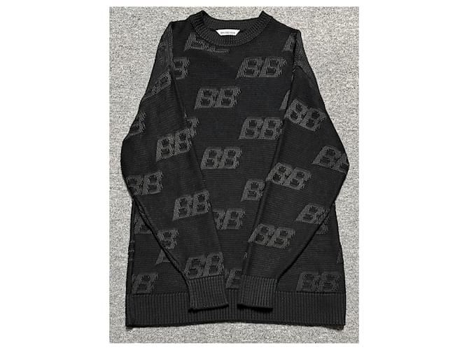 Balenciaga Strickware mit BB-Logo-Stickerei (Oversized) Silber - Ansicht 3