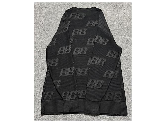Balenciaga Strickware mit BB-Logo-Stickerei (Oversized) Silber - Ansicht 4