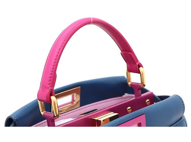 Borsa Tote e Borsa a Spalla Fendi Peekaboo Mini Blu - vista 4