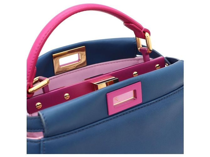 Borsa Tote e Borsa a Spalla Fendi Peekaboo Mini Blu - vista 7