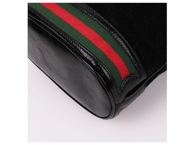 Gucci Piccola borsa a tracolla a secchiello in scamosciato nero - vista 10