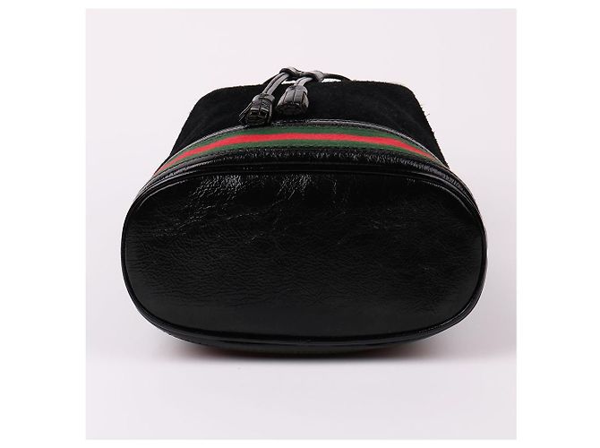 Gucci Piccola borsa a tracolla a secchiello in scamosciato nero - vista 8