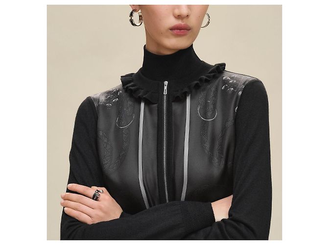 Hermès Palefroi Remix Twill-Cardigan mit langen Ärmeln Mehrfarben - Ansicht 7