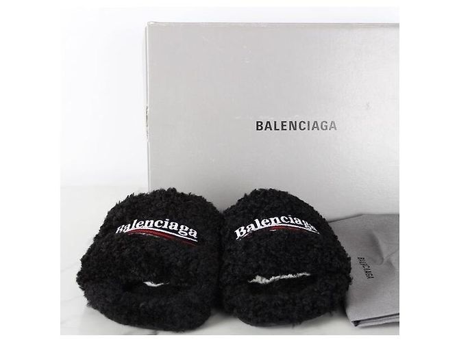 Balenciaga Pantofola Slide in shearling con logo Wave Multicolore - vista 2