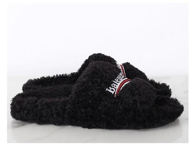 Balenciaga Pantofola Slide in shearling con logo Wave Multicolore - vista 3