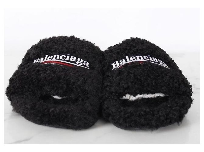 Balenciaga Pantofola Slide in shearling con logo Wave Multicolore - vista 5