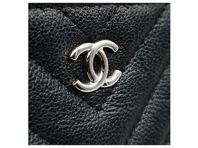 Chanel Clutch Chevron in Caviar Large Nero - vista 6