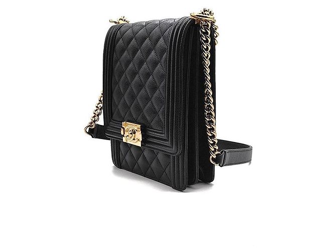 Boy Chanel Borsa con patta verticale in caviar Nero - vista 2