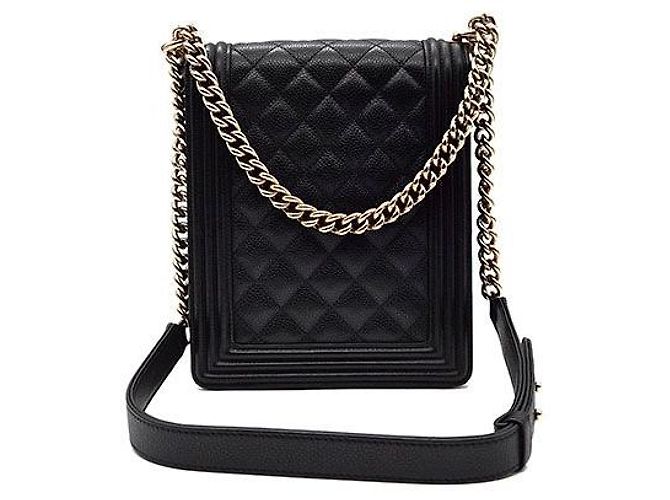 Boy Chanel Borsa con patta verticale in caviar Nero - vista 3