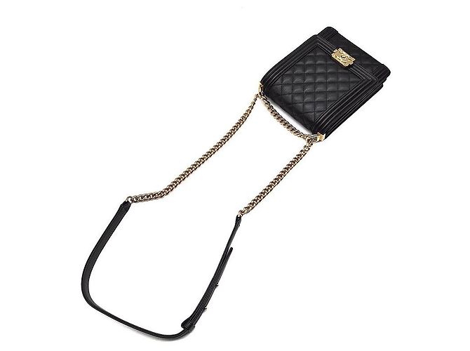 Boy Chanel Borsa con patta verticale in caviar Nero - vista 4