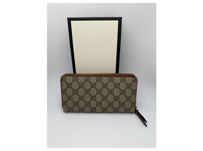 Gucci Portafoglio con zip Supreme D'oro - vista 4