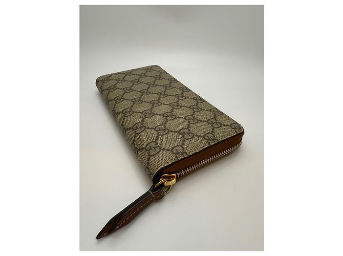 Gucci Portafoglio con zip Supreme D'oro - vista 6