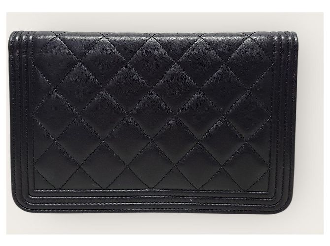 Chanel Borsa a tracolla Boy WOC in agnello nero e oro - vista 5