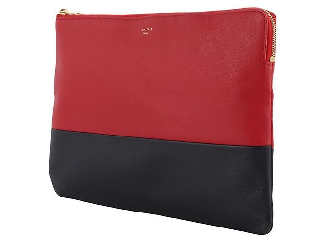 Céline Clutch bicolore in pelle di agnello Rosso - vista 2