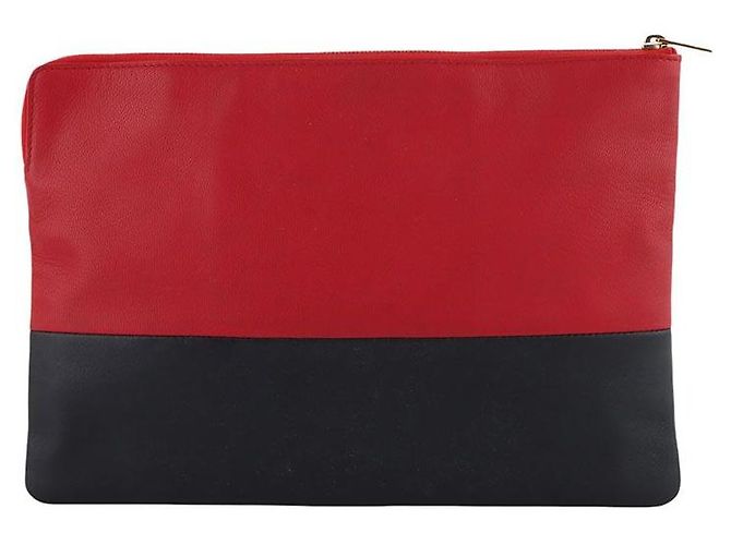 Céline Clutch bicolore in pelle di agnello Rosso - vista 3