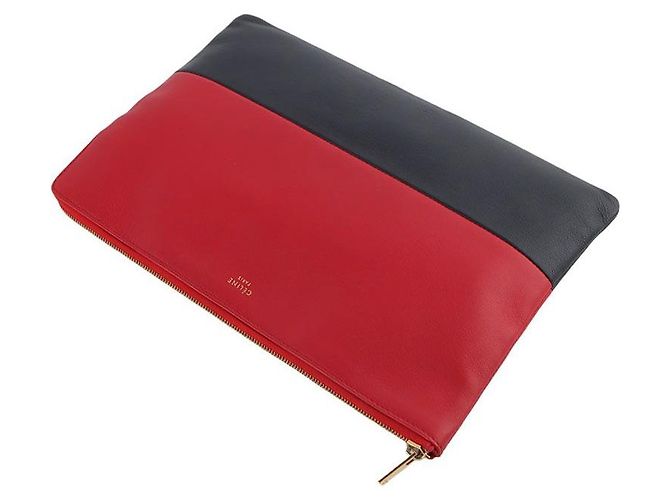 Céline Clutch bicolore in pelle di agnello Rosso - vista 4