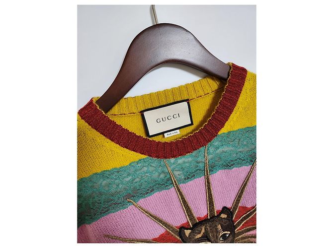 Gucci Strick für Damen mit Katzenstickerei und Spitze Mehrfarben - Ansicht 2