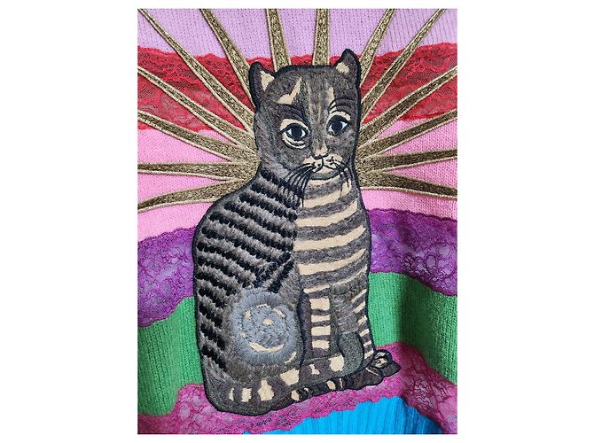 Gucci Strick für Damen mit Katzenstickerei und Spitze Mehrfarben - Ansicht 3