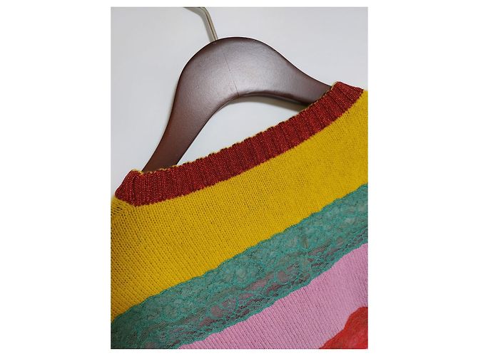 Gucci Strick für Damen mit Katzenstickerei und Spitze Mehrfarben - Ansicht 6