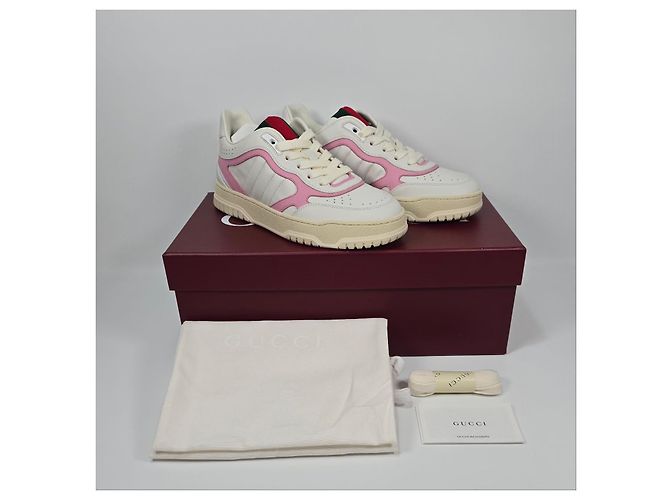 Gucci Reweb Leder Low Top Sneaker Silber - Ansicht 2