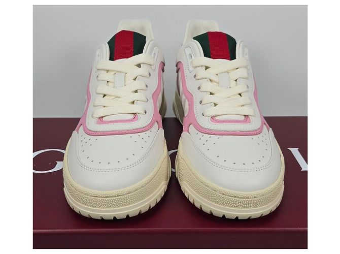 Gucci Reweb Leder Low Top Sneaker Silber - Ansicht 3