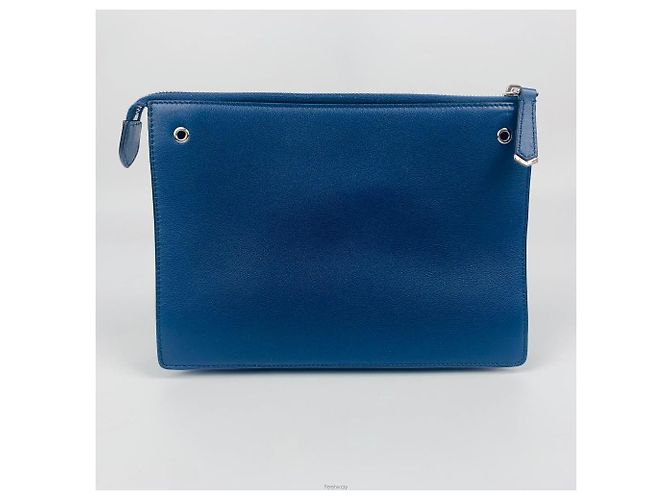 Fendi Mini pochette crossbody in agnello Blu - vista 3