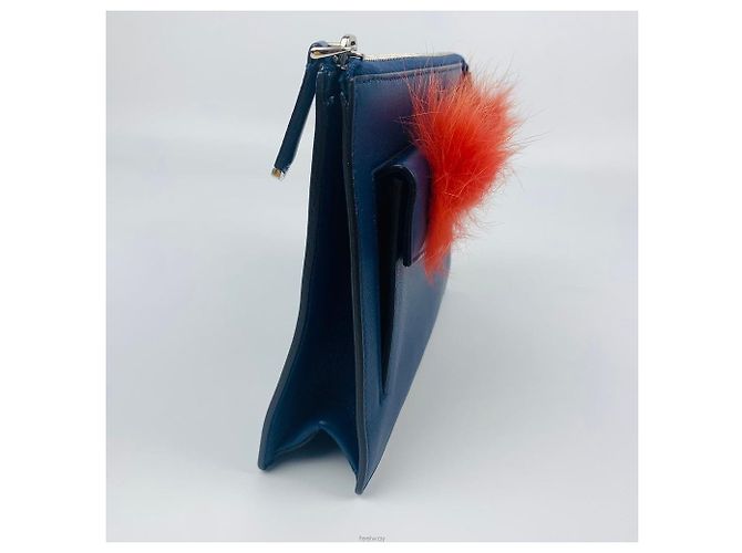 Fendi Mini pochette crossbody in agnello Blu - vista 4
