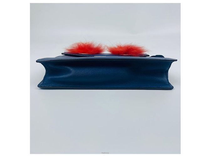 Fendi Mini pochette crossbody in agnello Blu - vista 5