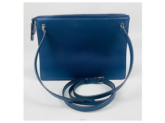 Fendi Mini pochette crossbody in agnello Blu - vista 7