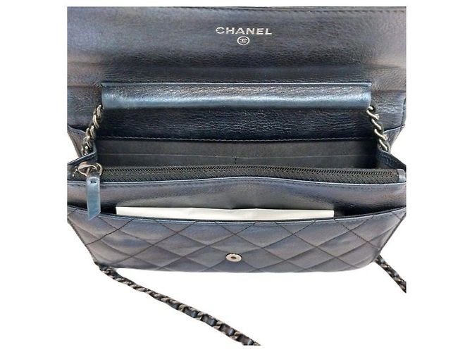Chanel Clutch Boy WOC in agnello Navy Black con catena Mini Crossbody Blu - vista 5