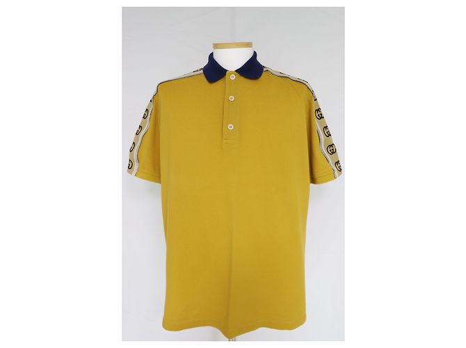 Gucci Poloshirt aus Baumwolle mit GG-Streifendetail Golden - Ansicht 3