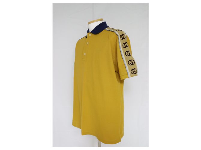Gucci Poloshirt aus Baumwolle mit GG-Streifendetail Golden - Ansicht 4