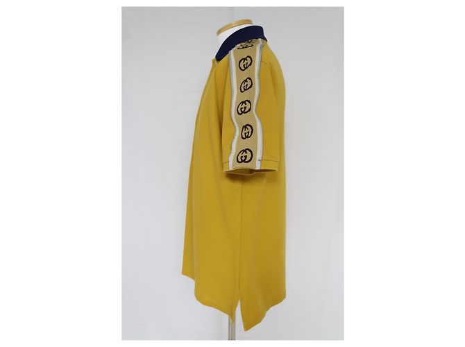 Gucci Poloshirt aus Baumwolle mit GG-Streifendetail Golden - Ansicht 5
