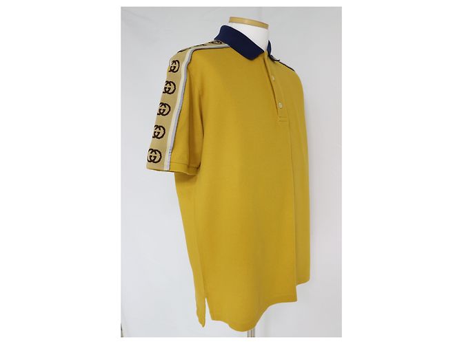 Gucci Poloshirt aus Baumwolle mit GG-Streifendetail Golden - Ansicht 7