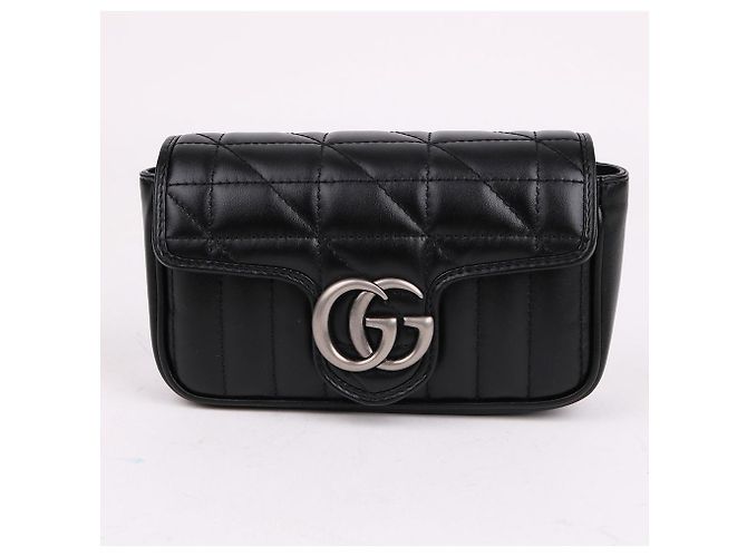 Gucci Mini borsa a catena trapuntata GG Marmont Nero - vista 2