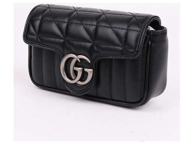 Gucci Mini borsa a catena trapuntata GG Marmont Nero - vista 4