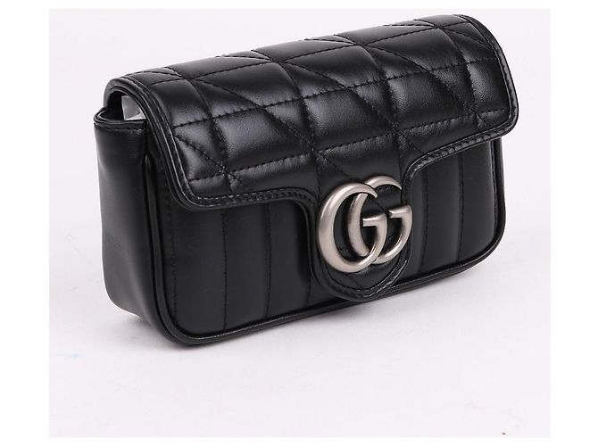 Gucci Mini borsa a catena trapuntata GG Marmont Nero - vista 5