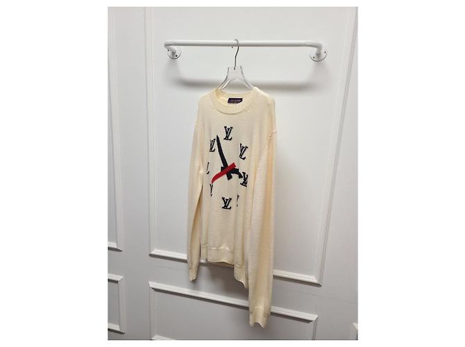 Louis Vuitton Ivory Clock Intarsia Pullover Knit White - view 3