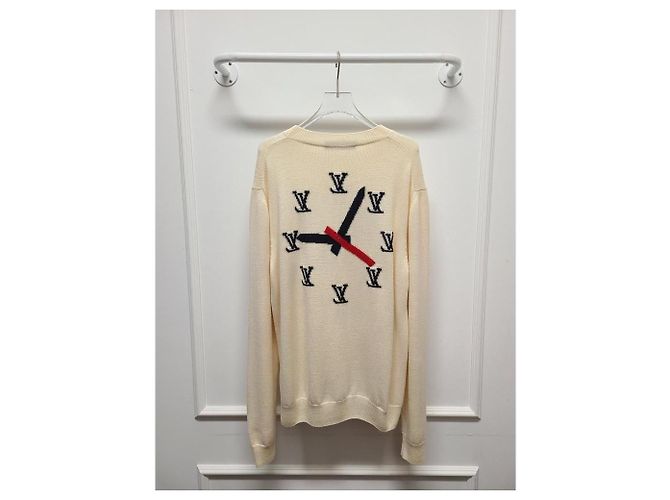Louis Vuitton Ivory Clock Intarsia Pullover Knit White - view 5