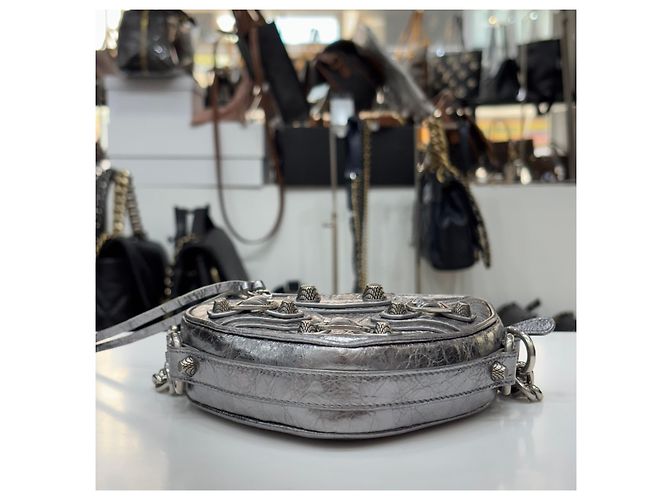 Balenciaga Borsa a Spalla Le Cagole Heart Chain Silver Argento - vista 6