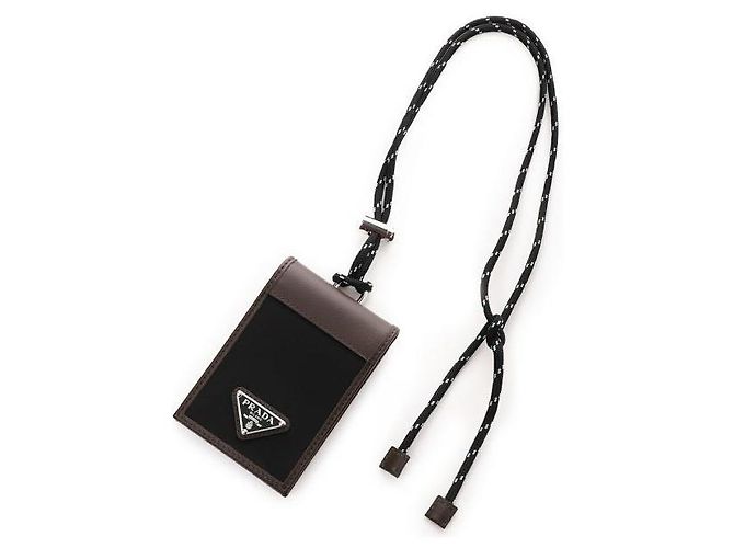 Prada Speedrock Re-Nylon Leather Card Holder Brown - view 3