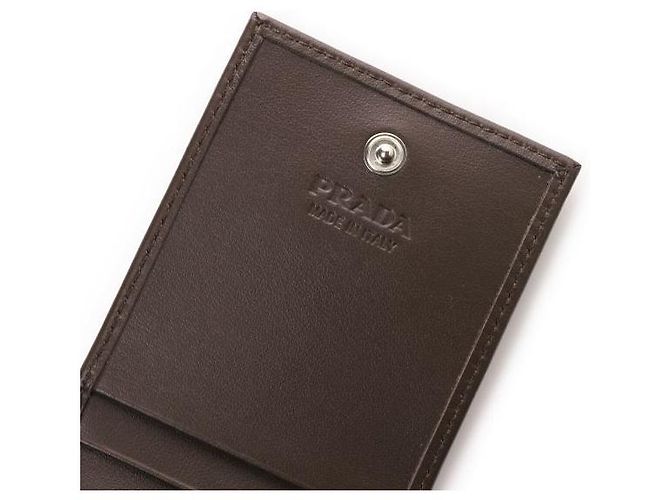 Prada Speedrock Re-Nylon Leather Card Holder Brown - view 7