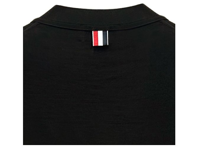 Thom Browne Cardigan de lã com listras diagonais caimento relaxado color block Preto - vista 11