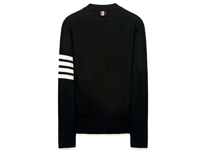Thom Browne Cardigan de lã com listras diagonais caimento relaxado color block Preto - vista 2