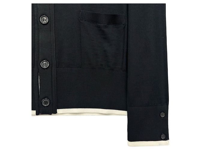 Thom Browne Cardigan de lã com listras diagonais caimento relaxado color block Preto - vista 3