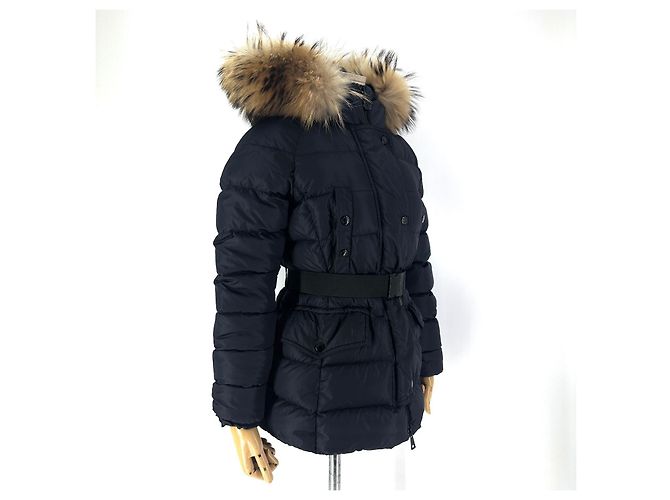 Chaqueta corta acolchada Moncler Clio de piel auténtica para mujer Negro - vista 2