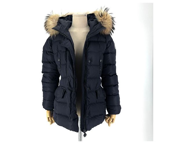 Chaqueta corta acolchada Moncler Clio de piel auténtica para mujer Negro - vista 4