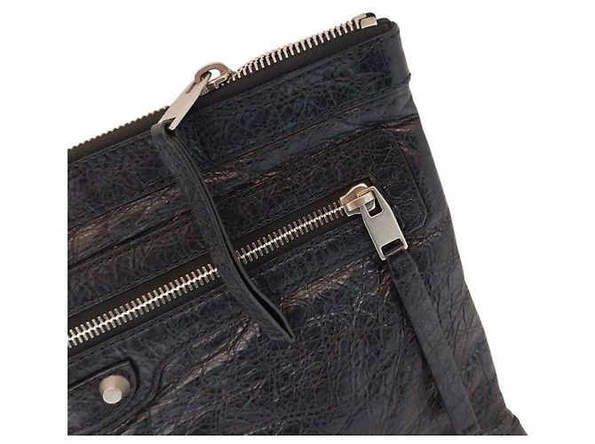 Balenciaga Clutch Classic Motor in agnello nero, misura Medium, unisex - vista 3