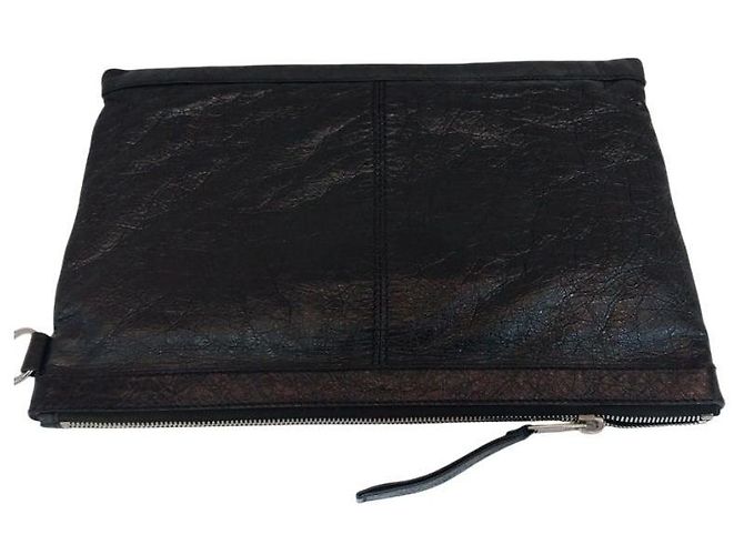 Balenciaga Clutch Classic Motor in agnello nero, misura Medium, unisex - vista 5