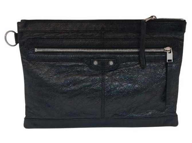 Balenciaga Clutch Classic Motor in agnello nero, misura Medium, unisex - vista 8